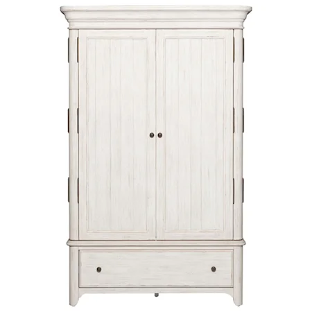 Relaxed Vintage Armoire with Fully Stained Interior Drawers